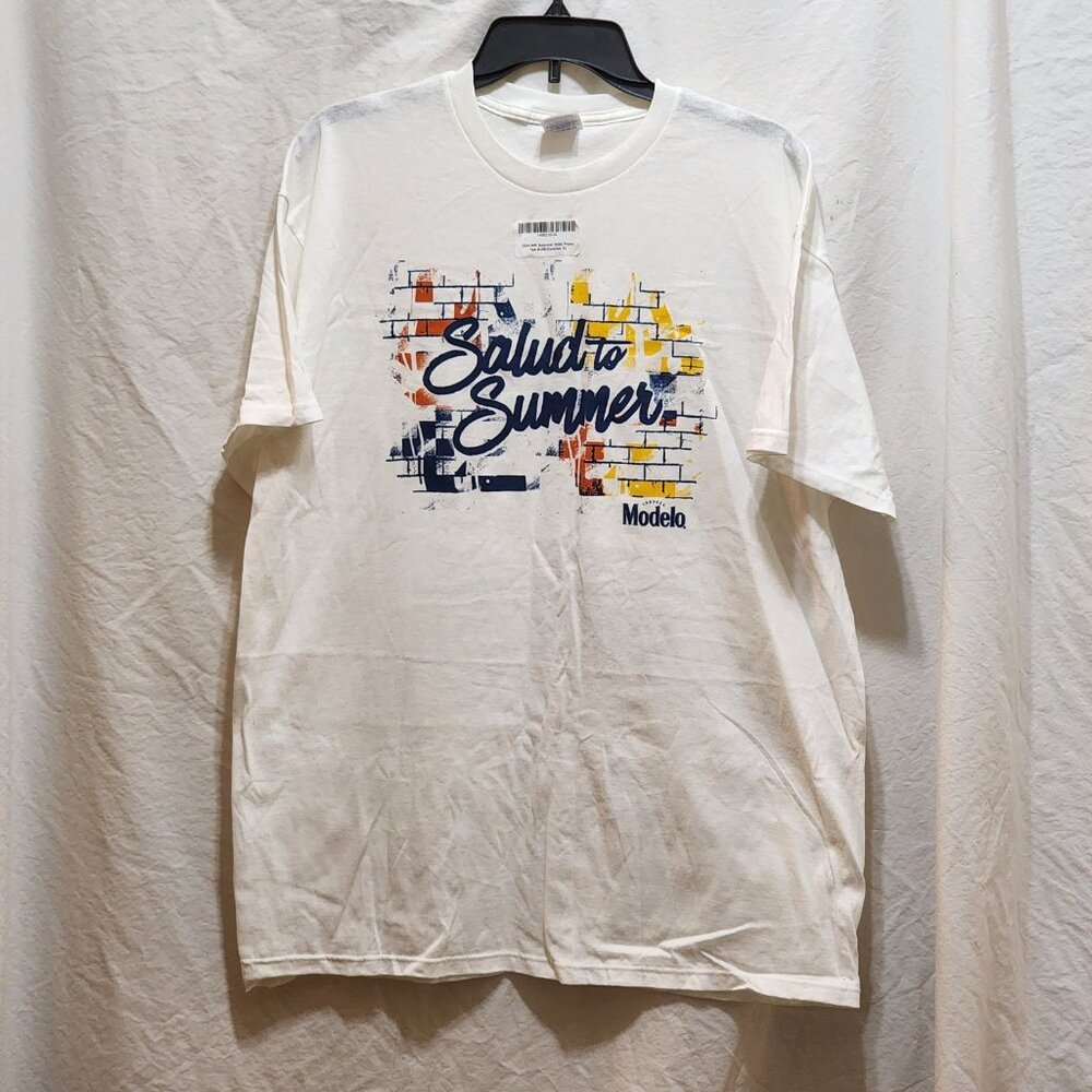 Delta Modelo Cerveza Salud to Summer White Graphic T-Shirt Promo Tee Mens XL